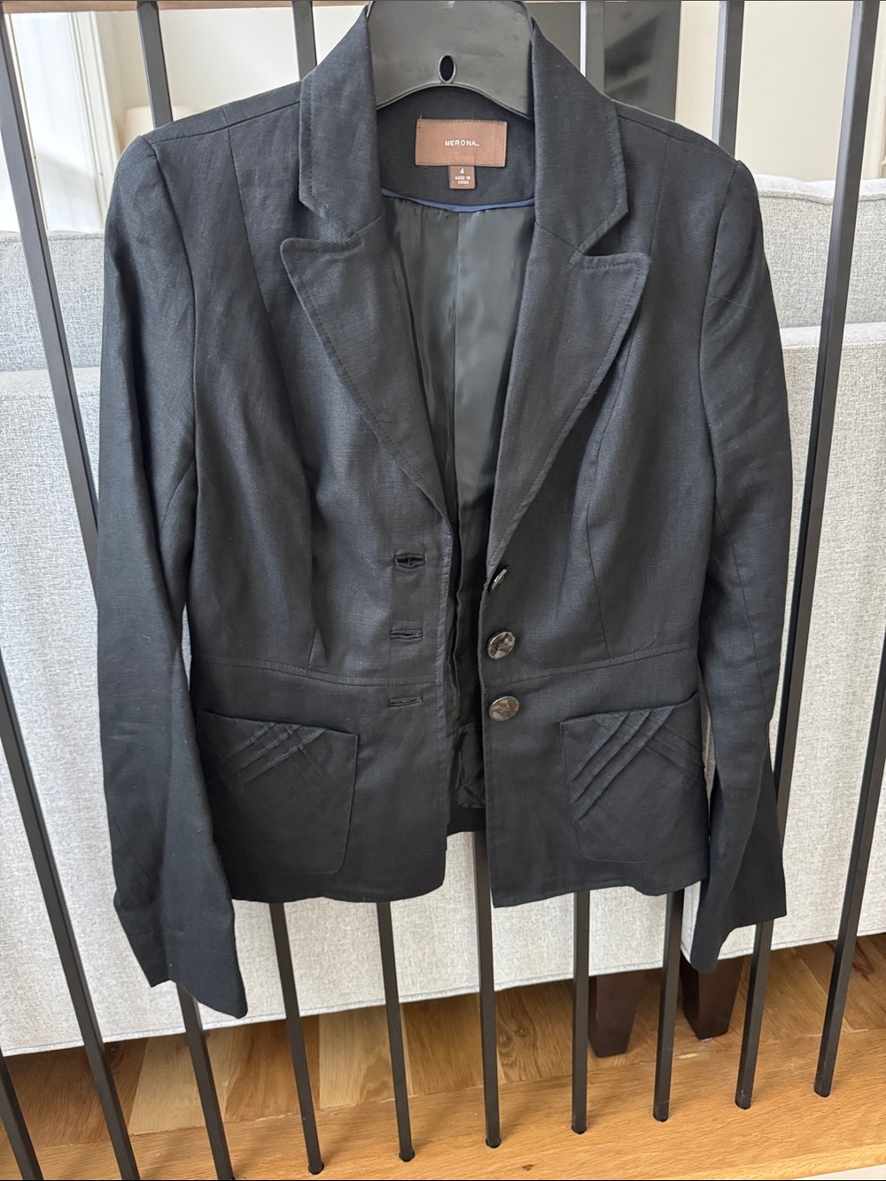 Black Linen Tailored Women's Blazer
